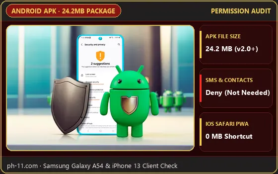 PH11 Android APK permission check and mobile setup shield